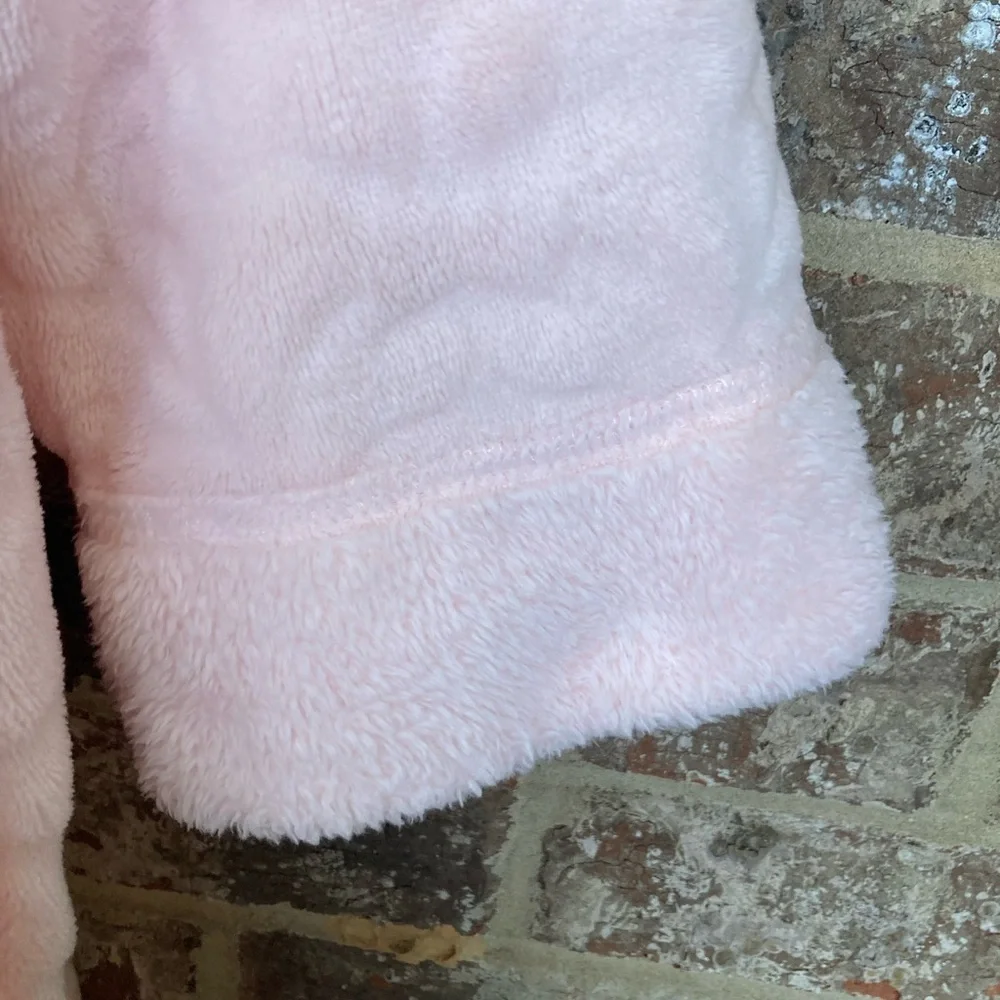 Miss Elaine Embossed Fleece Long Zip Robe Medium Pink Front Pockets